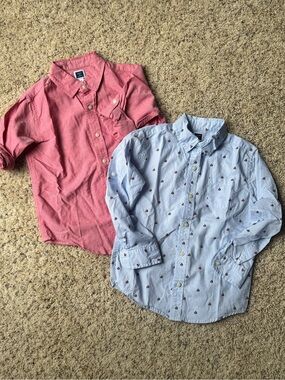 Janie and Jack red chambray Button-Down & Light Blue sailboat Button-Down size 6